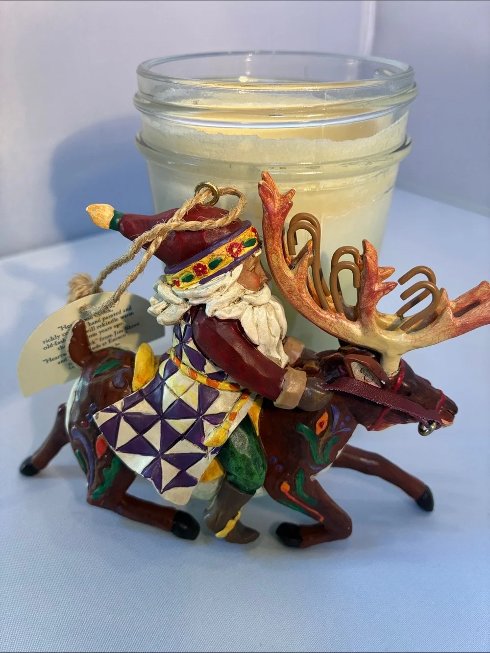 Jim Shore Multicolor Santa on Leaping Reindeer Ornament
